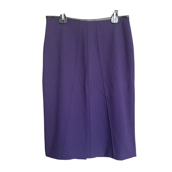 Claude Montana Dresses & Skirts - VTG Claude Montana Purple Pencil Skirt SZ 42/M Faux Leather Trim Classic Retro
